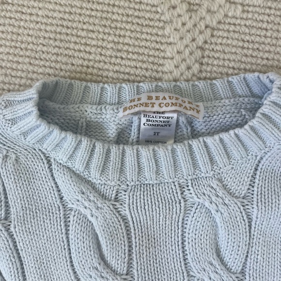 The Beaufort Bonnet Company Toddler Boy Crawford Crewneck Cable Knit Sweater - Picture 3 of 4